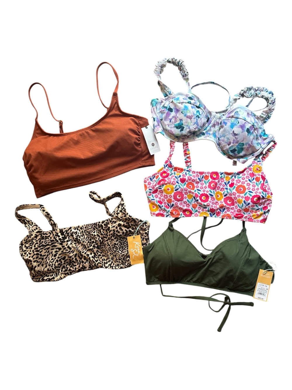 Size Large Bundle 5 Bikini Tops Target Shade & Shore Kona Sol Reseller Lot